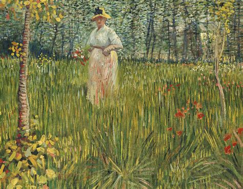 Woman In A Garden Painting By Vincent Van Gogh