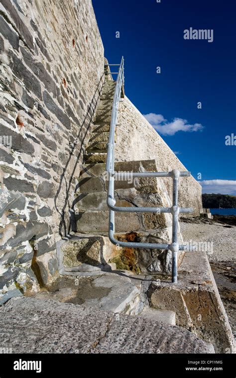 Beach Steps With Handrail Cornwall Uk Stock Photo Alamy