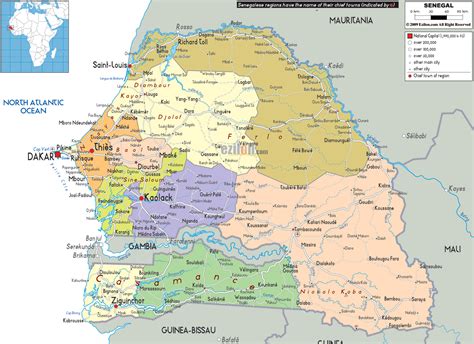 Political Map Of Senegal Ezilon Maps