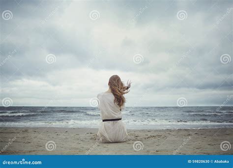 Beautiful Alone Girl On The Beach Stock Photo Image Of Beautiful