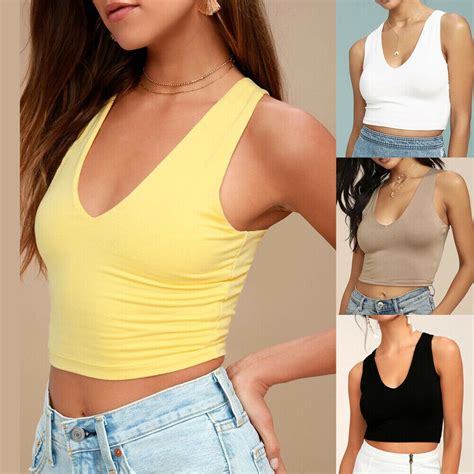 Fashion Brand New Plus Size Xl Women Sexy Solid Casual Tank Vest Sleeveless V Neck Summer Crop
