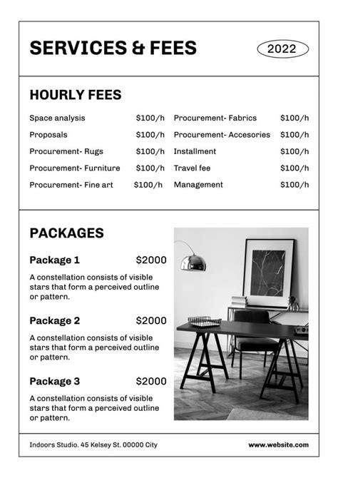 Interior Design Price List Template Printable Templates Free
