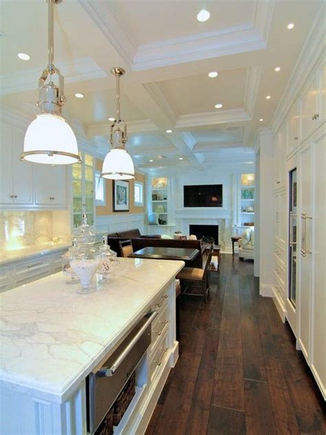 While coffered ceilings originated in early renaissance and baroque architecture, modern innovations make it simple to introduce the look—a fun dose of luxury—into most homes regardless it can help organized recessed and decorative lighting and even help subdivide the experience of a larger space. 30+ Awesome Kitchen Lighting Ideas 2017