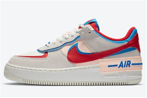Chunky foam sole with signature air cushioning. 2020 Nike Air Force 1 Shadow Sail/University Red-Photo ...