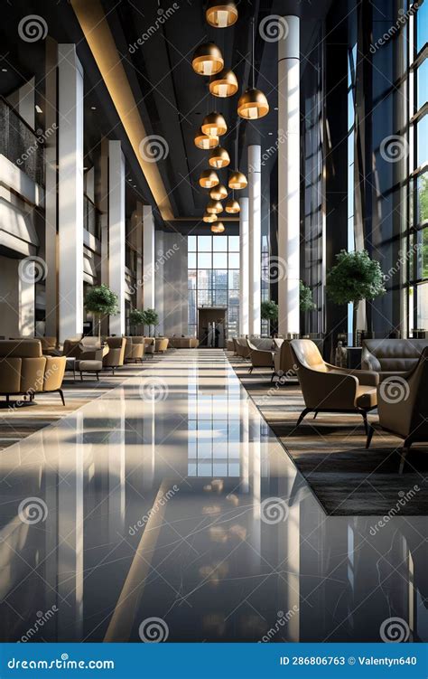 Large Lobby With Lot Of Chairs And Couches Generative Ai Stock Image