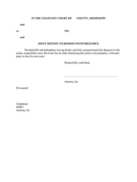 Joint Motion To Dismiss With Prejudice Form Fill Out And Sign