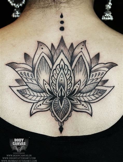 Mandala Lotus Tattoo For Women On Back Lotus Tattoo Lotus Flower