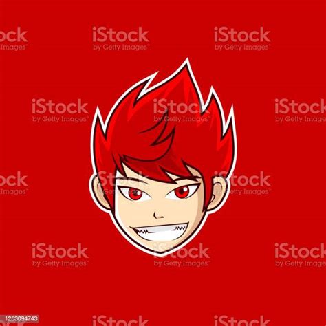 Anime Style Boy Head Smile Logo Design Stock Illustration Download