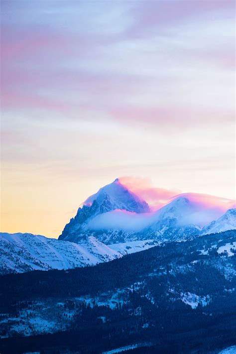 Download Wallpaper 800x1200 Mountains Peaks Clouds Slopes Snowy