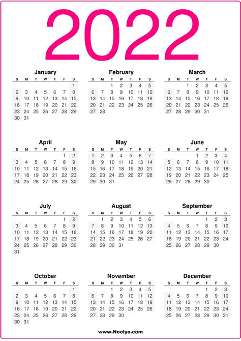 A4 Size 2022 Calendars Printable Free Vertical Noolyocom Year Planner
