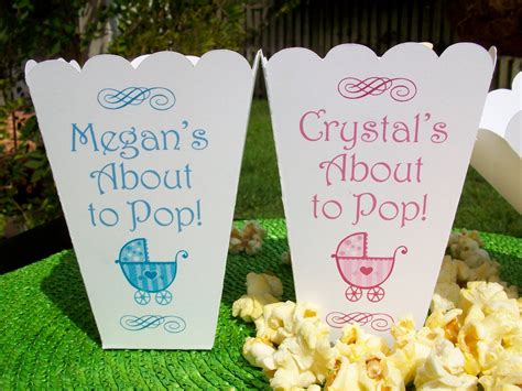 15 Personalized Baby Shower About To Pop Popcorn Boxes For