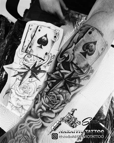 Tattoo Cartas De Baralho Com Rosa Studio Makaivio Tattoo Whatsapp Em
