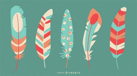 Colorful Feathers Set Vector Download
