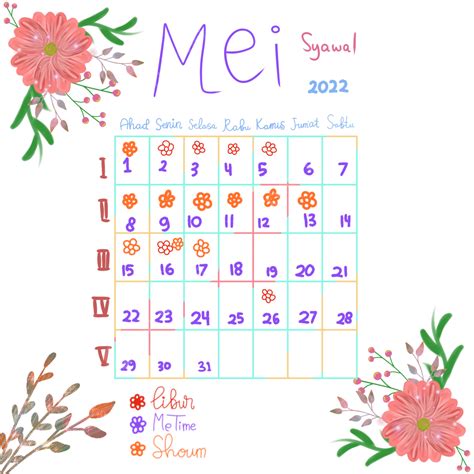 Gambar Desain Kalender Mei 2022 Dengan Batas Elegan K