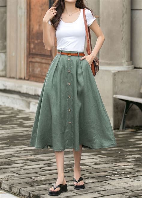 Long Button Front Skirt With Pockets Big Selling Up To 83 Off