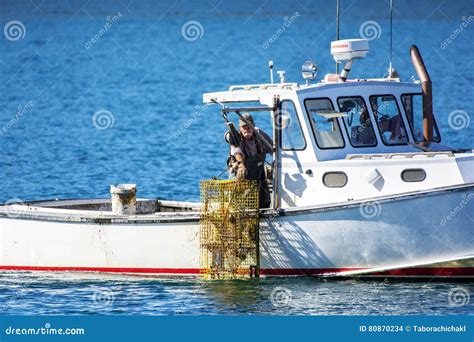 Lobster Fishing Boat In Autumn In Coastal Maine New England Editorial