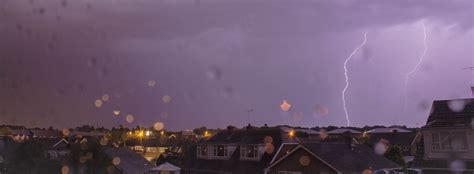 Wallpaper Window City Night Sky Rain Lightning Storm Evening