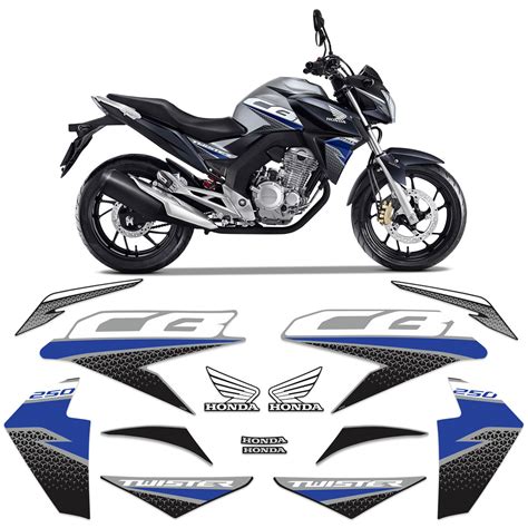 Kit Adesivos CB 250 Twister 2020 Moto Cinza Faixa Do Tanque Sportinox