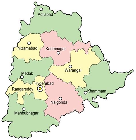 Daily 99News INDIA Telangana Old 10 District Map