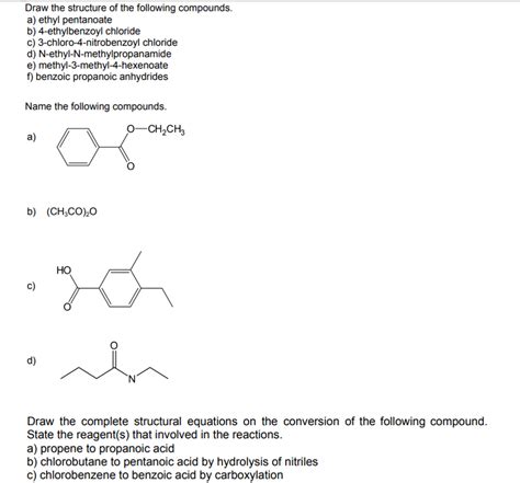 Solved Draw The Structure Of The Following Compounds A