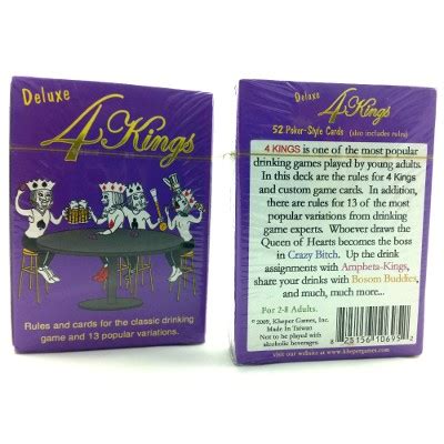 Kings is a drinking game that uses playing cards. Deluxe 4 Kings Drinking Card Game | Hen House