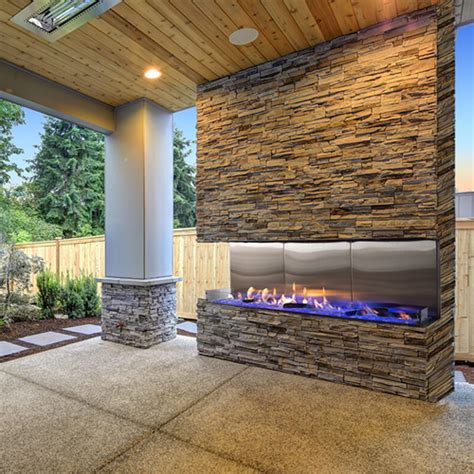 Outdoor Flare Vent Free Double Corner Modern Outdoor Fireplaces