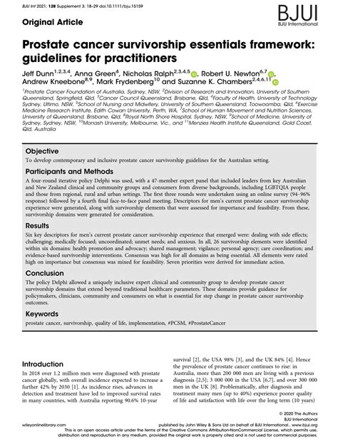 PDF Prostate Cancer Survivorship Essentials Framework Guidelines For Practitioners