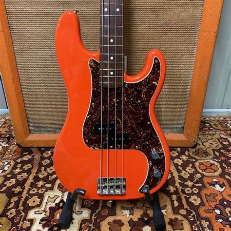 Vintage 1983 Fender Squier Precision Bass Red Jv Japan Guitar