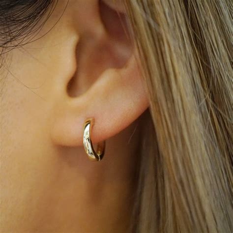 K Solid Gold Huggie Earrings Dainty Huggie Earrings Small Hoop