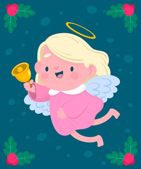 Free Vector Cute Drawn Christmas Angel