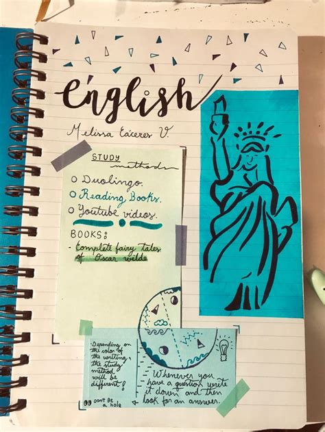 English Notebook Cover Page Portada De Cuaderno De Inglés Estudiar Y