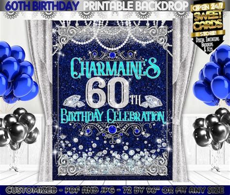 Royal Diamonds Backdrop 60th Birthday Party Backdrop Blue Diamonds