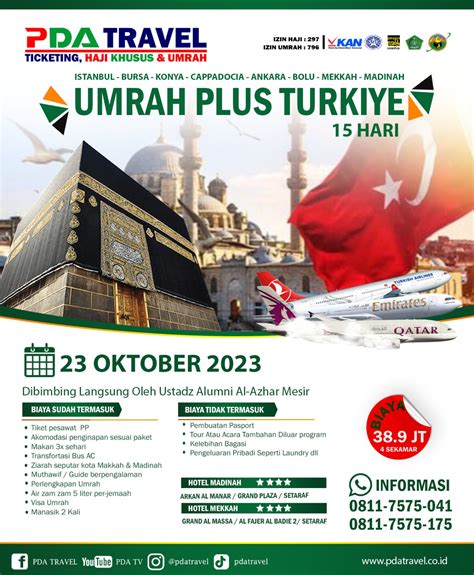 Umrah Plus Turkiye 15 Hari Oktober 2023 Pda Travel Haji And Umrah