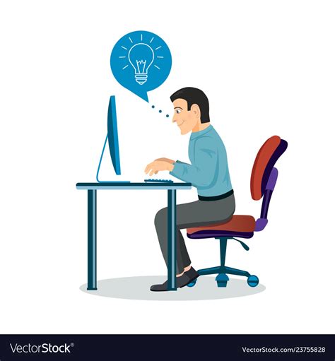 Business Man Entrepreneur In A Suit Working On A Vector Image