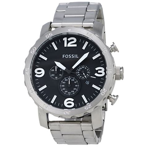 Fossil Nate Jr1353 Chronograph Stainless Steel Black Dial Quartz Mens