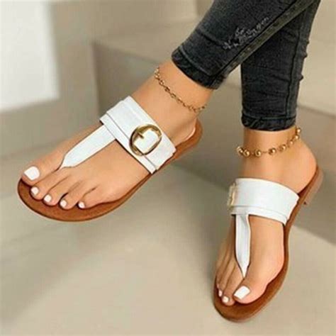 Women Flat Casual Thong Sandals With Bucklefeaturescondition