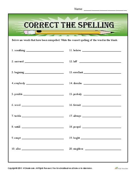 Be sure to reference the grammar punk tutorial cd to access the interactive spelling bee for 3rd grade. Correct the Spelling | Spelling worksheets, Spelling words ...