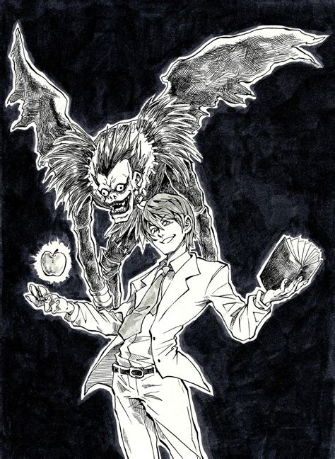 Light Yagami Ryuk With Images Death Note Drawings Manga Anime