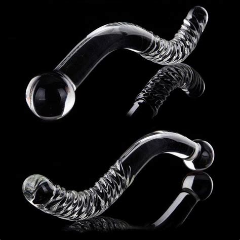 New Big Long Double Bead Crystal Glass Dildo Fake Penis Anal Butt Plug Vagina Clit Stimulator