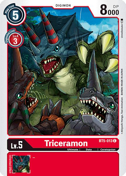 Triceramon Bt5 013 Digimoncardgame Wiki Fandom