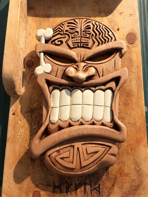 Tiki Face Inspired By Marcosmachina Completed Tiki Faces Tiki Totem Tiki Statues
