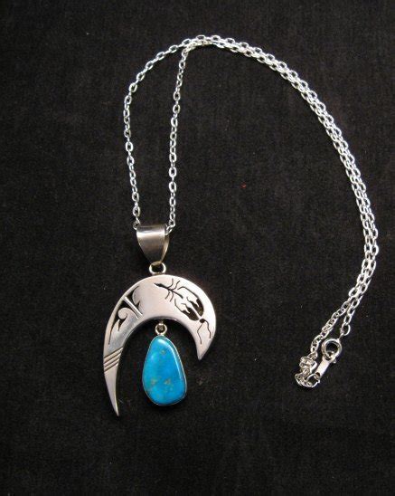Navajo Turquoise Silver Shadowbox Pendant Necklace Nelson Morgan