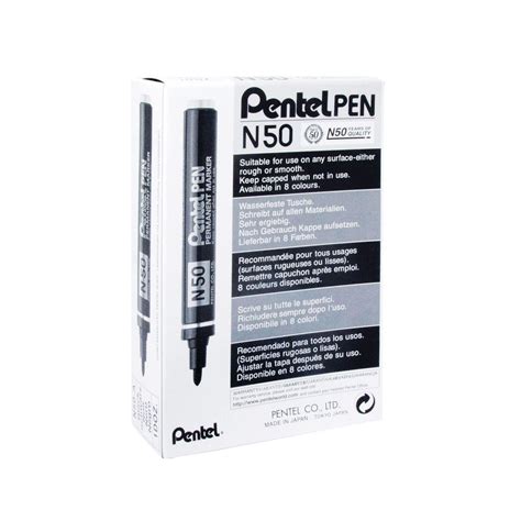 Pentel N50 Black Bullet Tip Permanent Markers Pack Of 12 N50 A