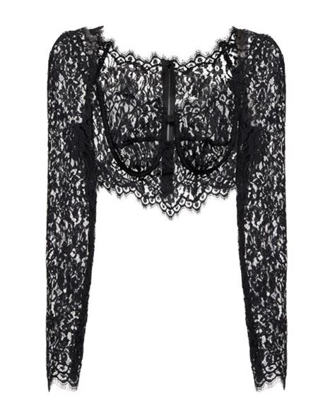 Dolce And Gabbana Lace Bustier Crop Top In Black Lyst