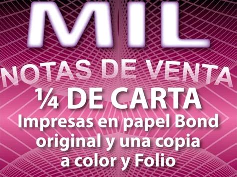 1000 Notas De Venta ¼ De Carta En Papel Bond Con Una Copia Envío Gratis