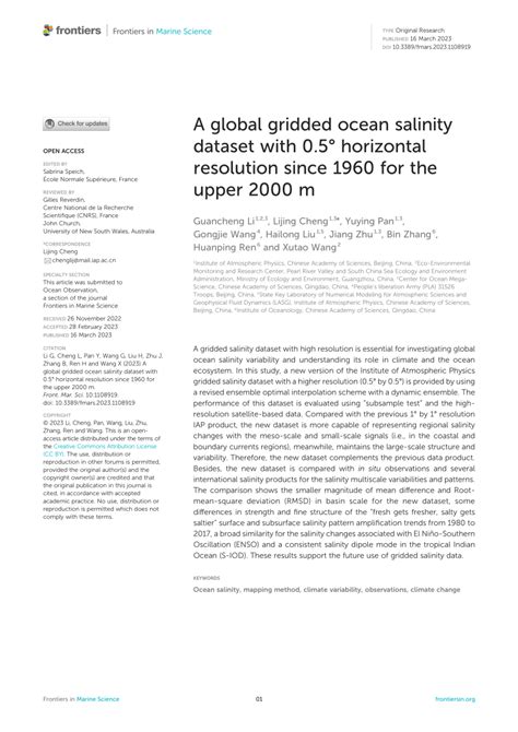 Pdf A Global Gridded Ocean Salinity Dataset With 05° Horizontal