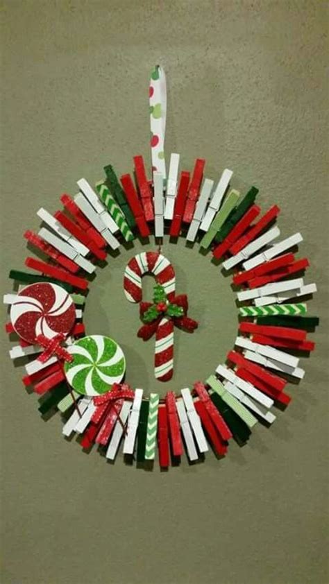 Christmas Clothespin Wreath Christmas Clothespins Clothes Pin Wreath