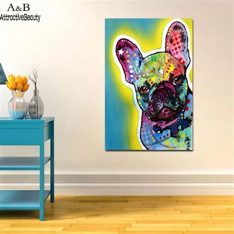 Homdox Canvas Painting Frameless Picture Colorful Abstract Dog Animal