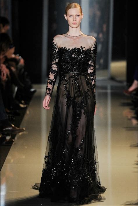 2014 New Arrvial Elie Saab Couture Black Runway Prom Dress Brilliant