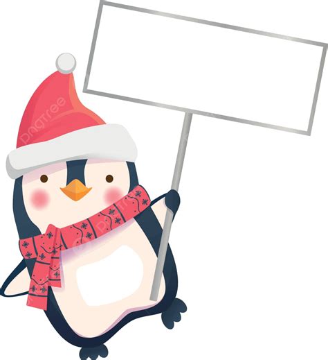 Penguin Holding Sign Blank Vector Funny Vector Blank Vector Funny